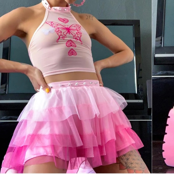 Dollskill sugar Thrillz Divine Synth Spell Ruffle Skirt Sz S - Picture 9 of 9